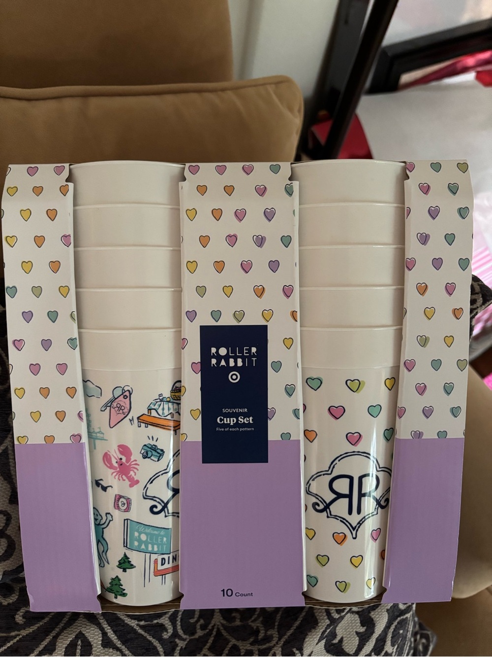 Roller Rabbit x Target White Souvenir Cup Set with Multicolor Heart Pattern